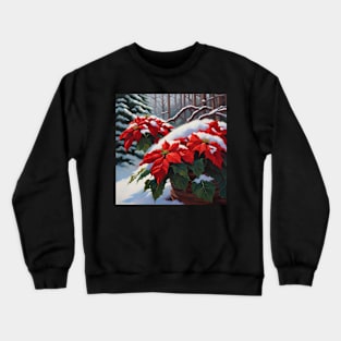 Poinsettias In The Snow Winter Flowers Crewneck Sweatshirt